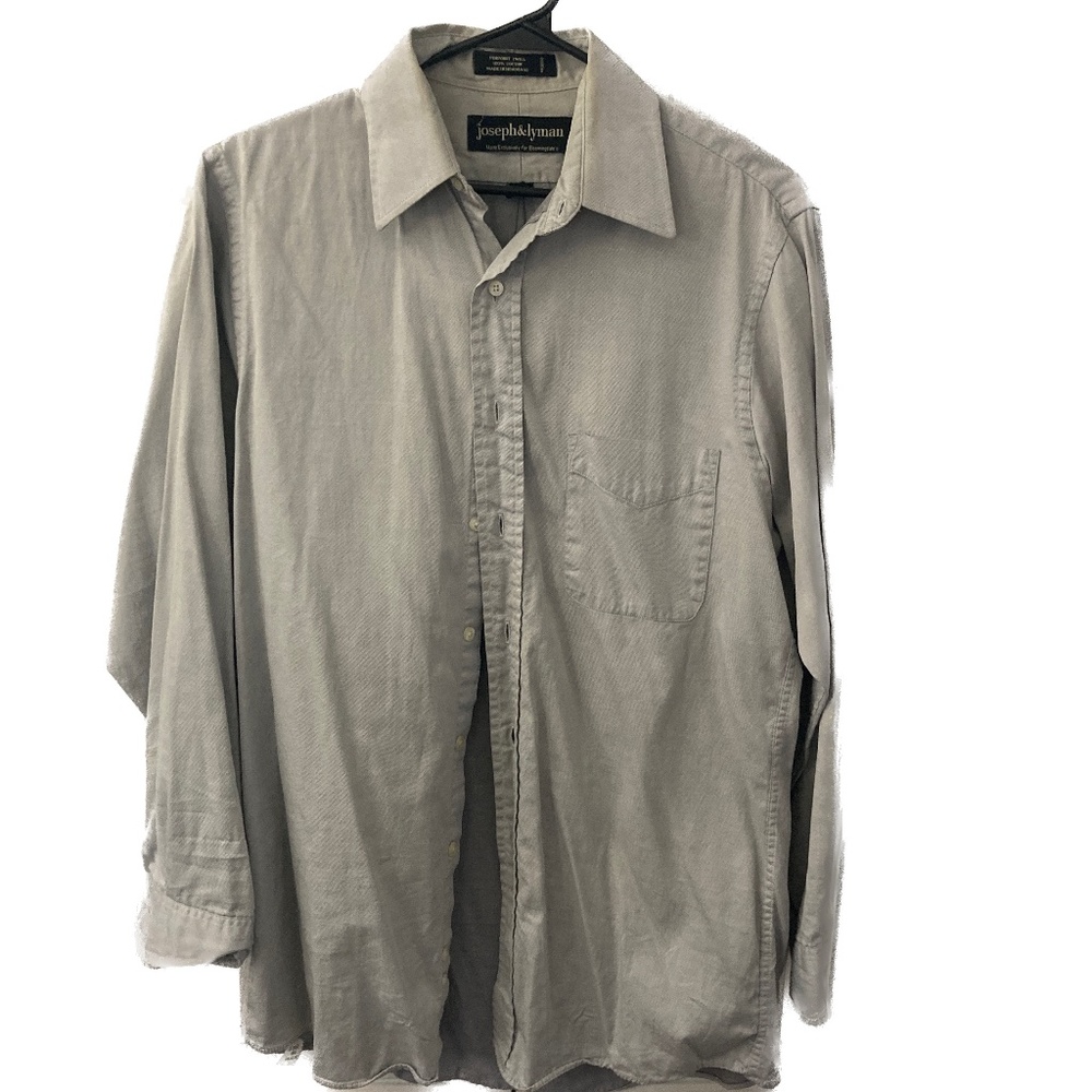 Joseph & Lyman Long Sleeve Twill Dress Shirt, Men's Size 15 (32/33), Gray